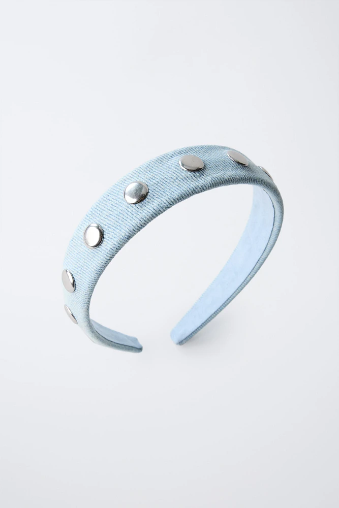 STUDDED DENIM HEADBAND
