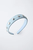 STUDDED DENIM HEADBAND