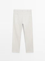 Lightweight relaxed fit denim-effect trousers