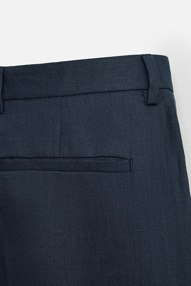 100% LINEN PLEATED PANTS