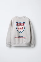 HEATHERED TEXT SWEATSHIRT