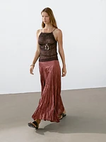 Long 100% cotton pleated skirt
