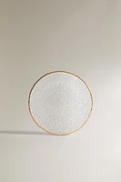 RAISED GLASS SIDE PLATE WITH GOLD RIM