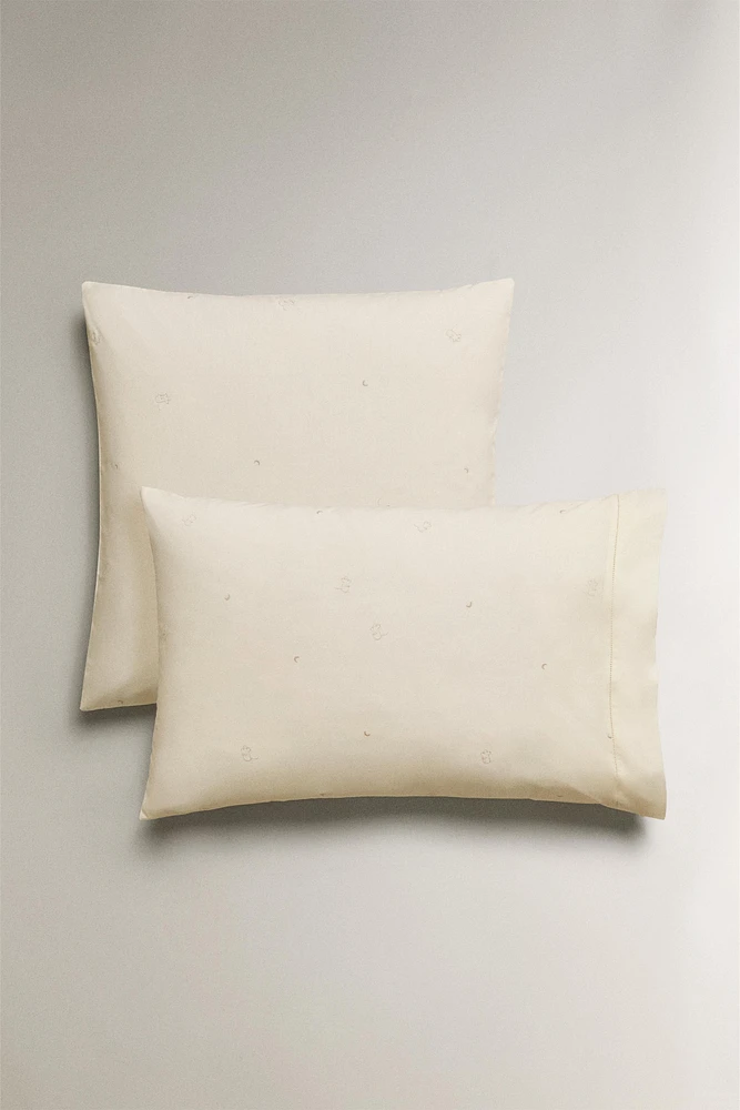 CHILDREN'S EMBROIDERED LITTLE MICE PILLOWCASE