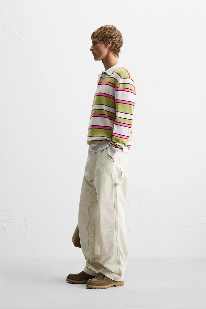 STRIPED KNIT POLO SHIRT