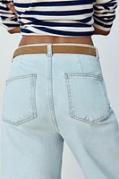 Z1975 BELTED HIGH RISE CROPPED WIDE LEG JEANS