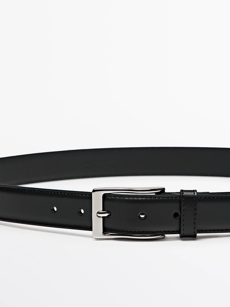 Smart nappa leather belt with topstitching