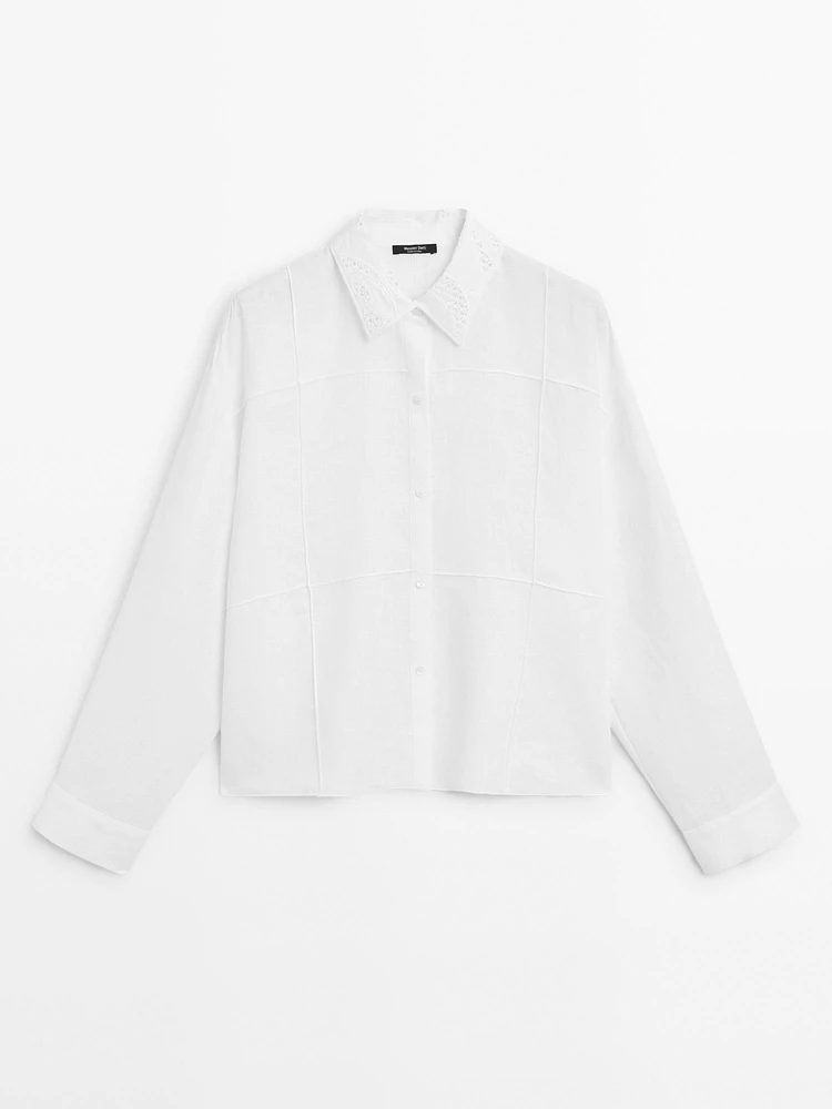 Chemisier 100 % lin avec broderies