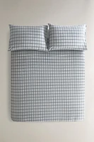DYED COTTON DUVET COVER WITH CHECK PRINT