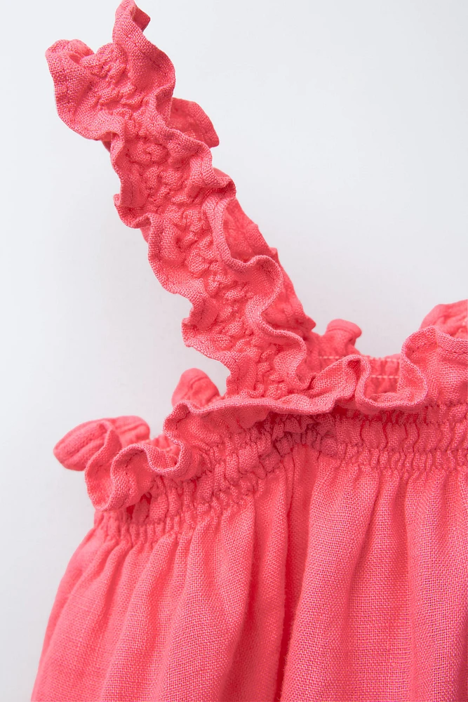 100% LINEN RUFFLED TOP