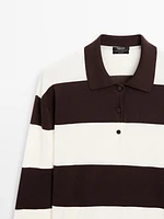 Pull en maille à col polo et rayures