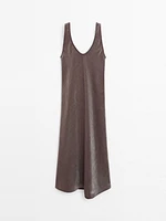 Linen blend midi dress