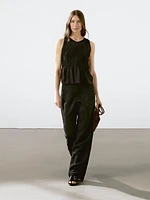 Flowing halter top with gathered detail