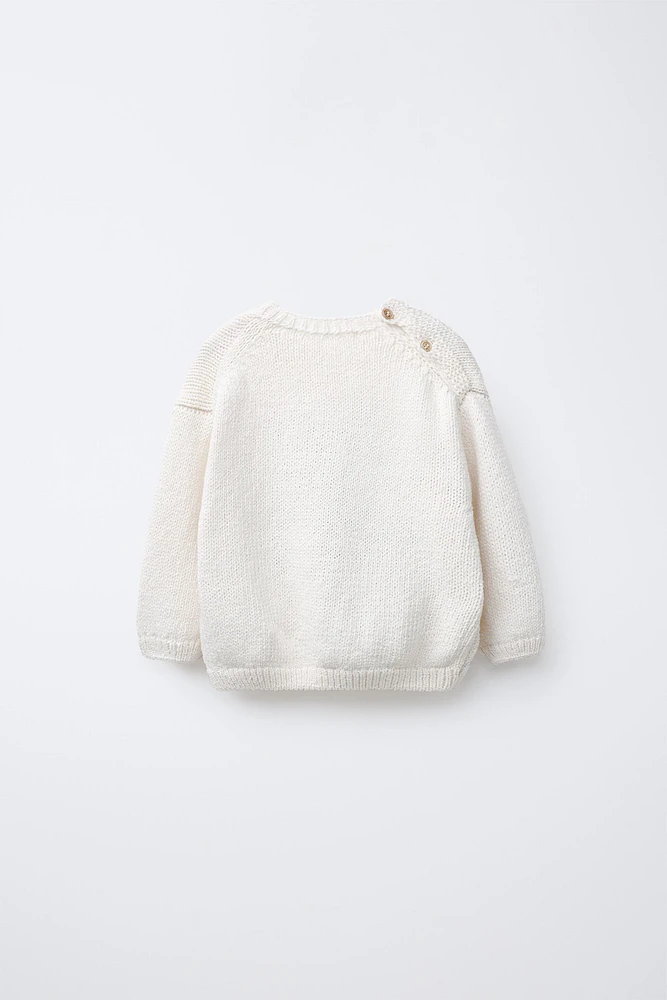 CAR AND ANIMAL PRINT KNIT SWEATER
