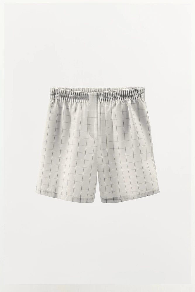 CHECKED COTTON SHORTS