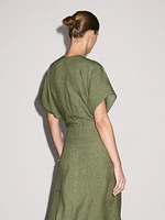 Short sleeve linen midi dress