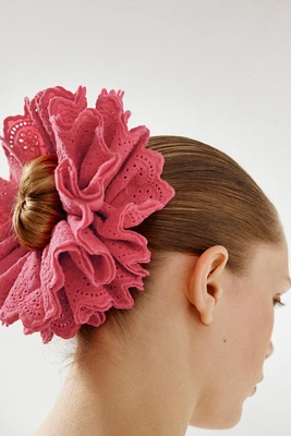EMBROIDERED COTTON MAXI SCRUNCHIE