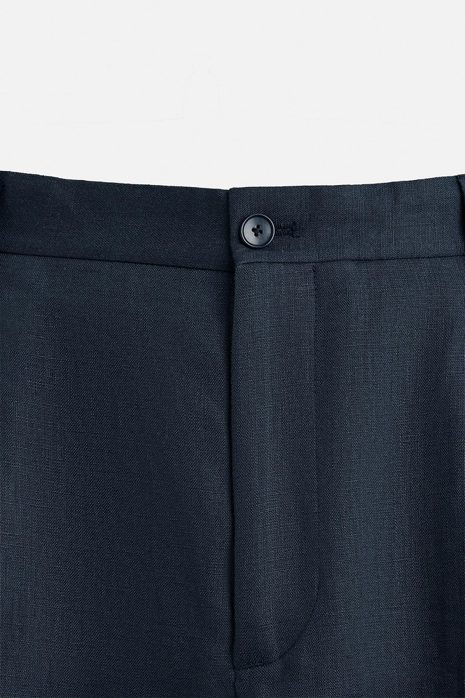 100% LINEN PLEATED PANTS
