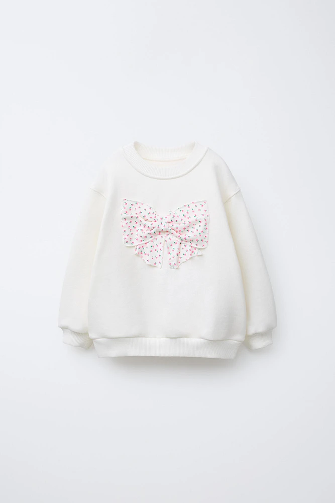FLORAL BOW SWEATSHIRT
