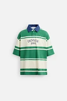 STRIPED TEXT POLO SHIRT