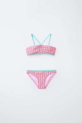 6-14 ANS/ MAILLOT DE BAIN DEUX PIÈCES À RAYURES MULTICOLORES