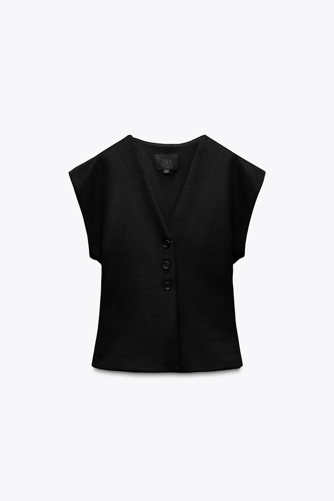 FELT TEXTURE WOOL BLEND VEST TOP