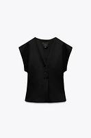 FELT TEXTURE WOOL BLEND VEST TOP