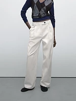 Pantalon large plissé coton
