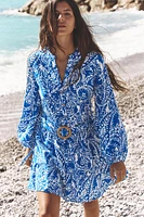 EMBROIDERED BELTED SHIRT DRESS