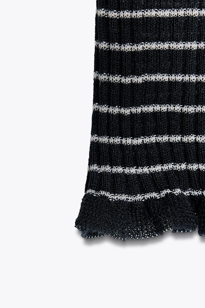 STRIPED RIB KNIT TOP