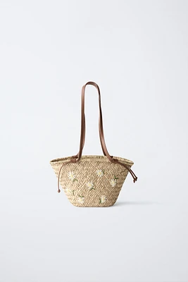 DAISY RAFFIA EFFECT BASKET