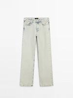 Faded mid-rise wide-leg jeans