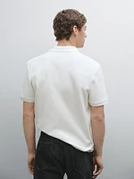 Short sleeve micro-textured polo shirt