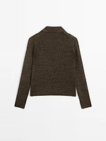 100% linen knit polo collar sweater