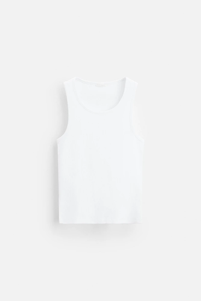 T-SHIRT DÉBARDEUR BASIQUE CÔTELÉ