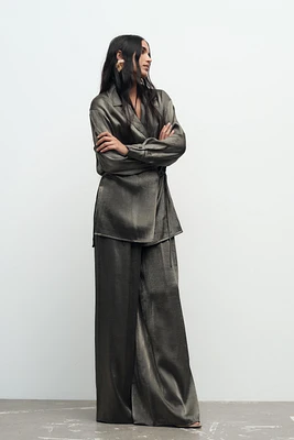 SHINY WIDE LEG PANTS
