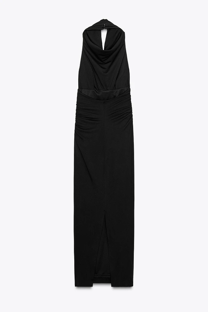 LONG OPEN BACK HALTER DRESS