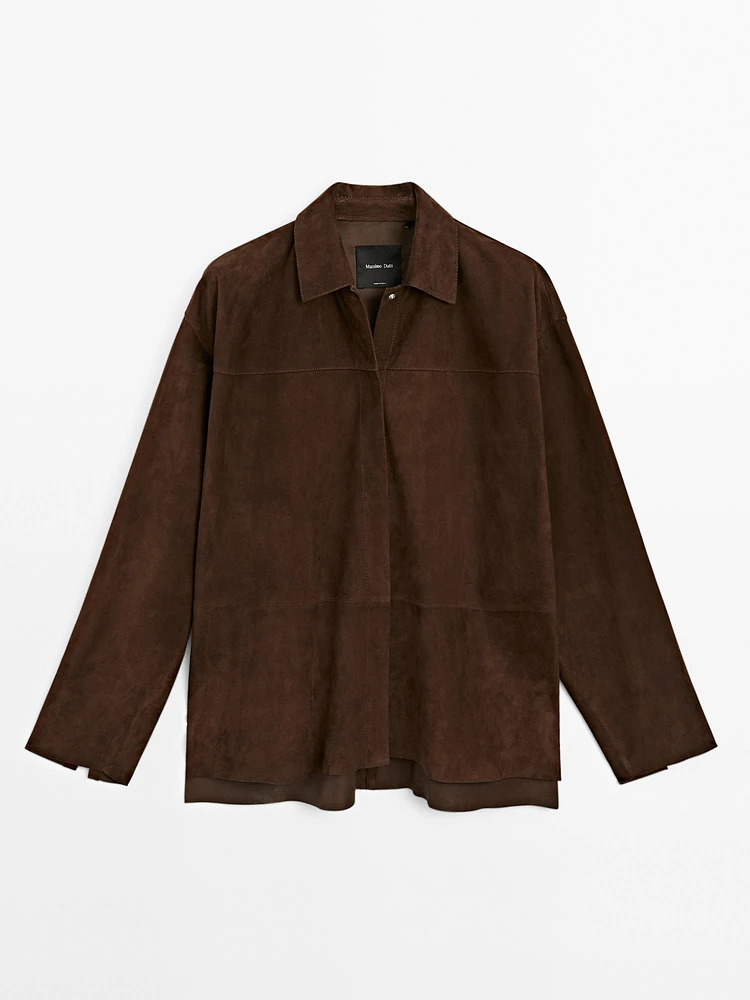 Suede leather overshirt