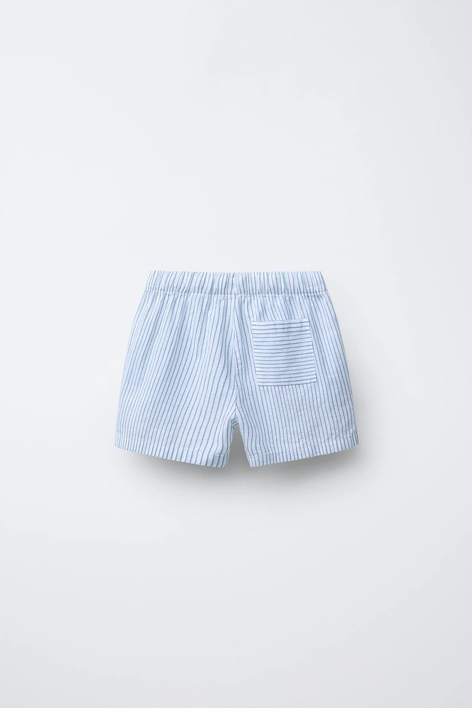 TEXTURED STRIPED SHORTS