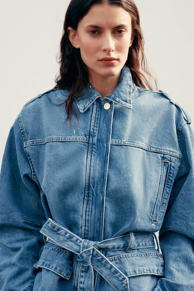 BELTED TRF DENIM JACKET