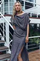 GOLD APPLIQUÉ MIDI DRESS