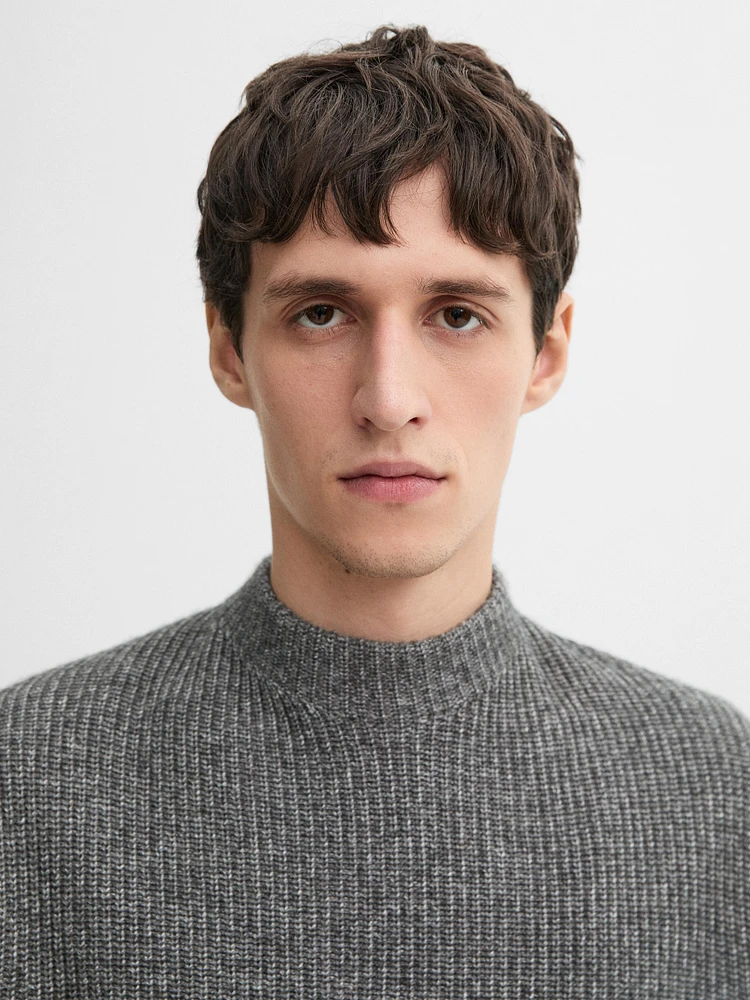 Ribbed knit wool blend sweater