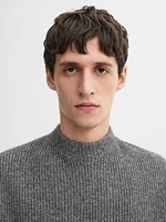 Ribbed knit wool blend sweater