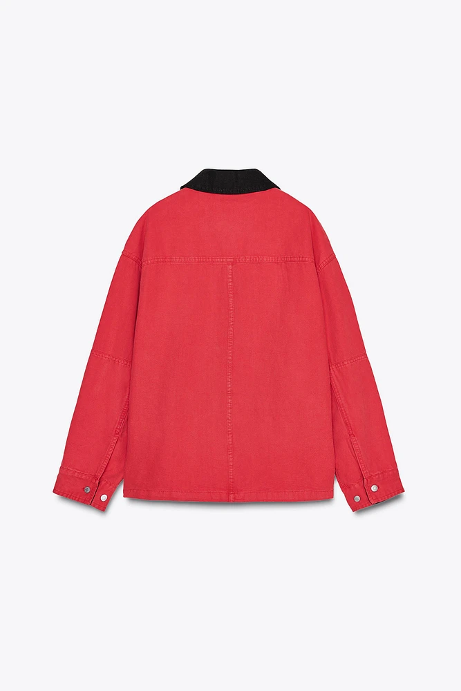 ZW COLLECTION CONTRAST COLLAR OVERSHIRT