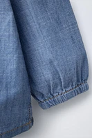 CHEMISE EN JEAN FLUIDE À COL TUNISIEN