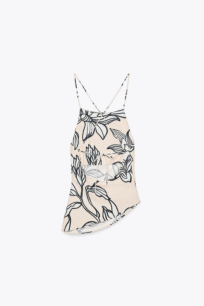 OPEN BACK LINEN TOP