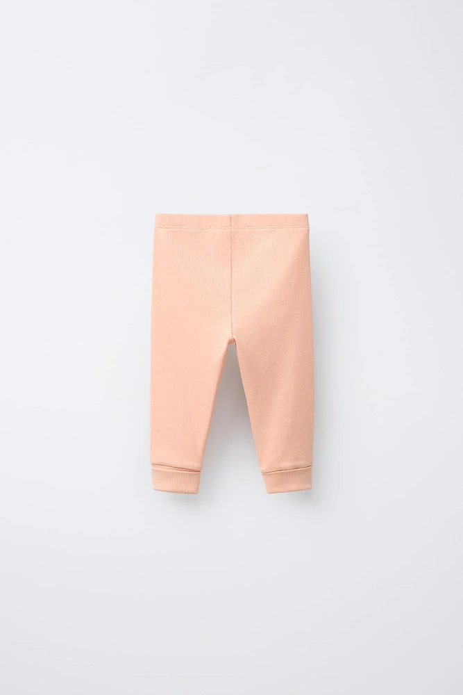 LOT DE DEUX LEGGINGS CÔTELÉS AJUSTABLES