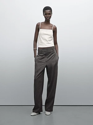 Striped straight-leg trousers