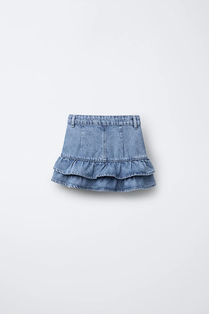 DENIM SKIRT WITH RUFFLES