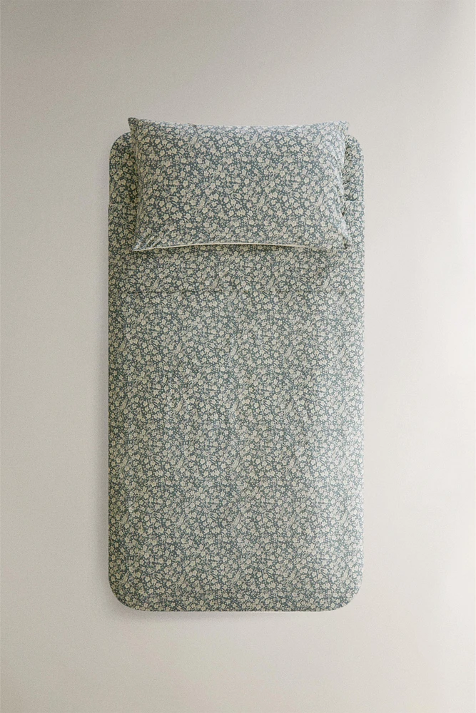 HOUSSE DE COUETTE ENFANT FLEURS TROPICALES